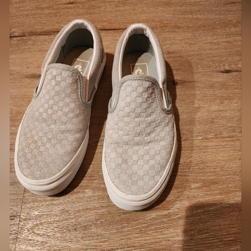 VANS Slip On Suede Checkered Very Light Teal Colored